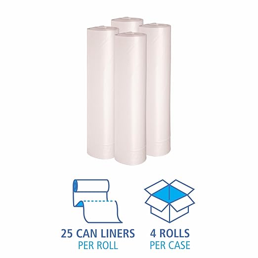 Boardwalk Recycled Low-Density Polyethylene Can Liners 56 Gallon Garbage Bags 1.1 mil 43 x 47 Clear 10 Bags/Roll 10 Rolls/Carton
