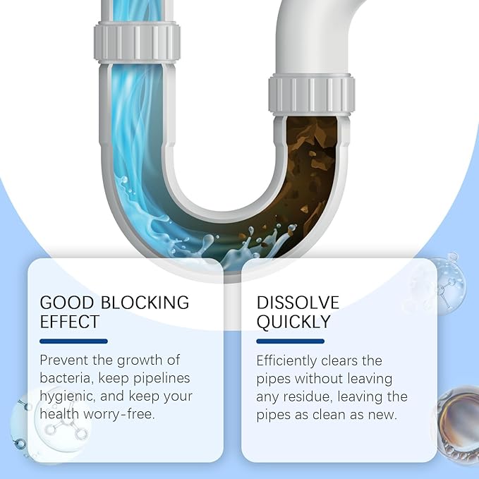 Drain Cleaner - Professional Strength Drain Unblocker for Kitchen Bathroom Sink &amp Toilet - Removes Clogs Fast &amp Leaves No Residue(2PCS)