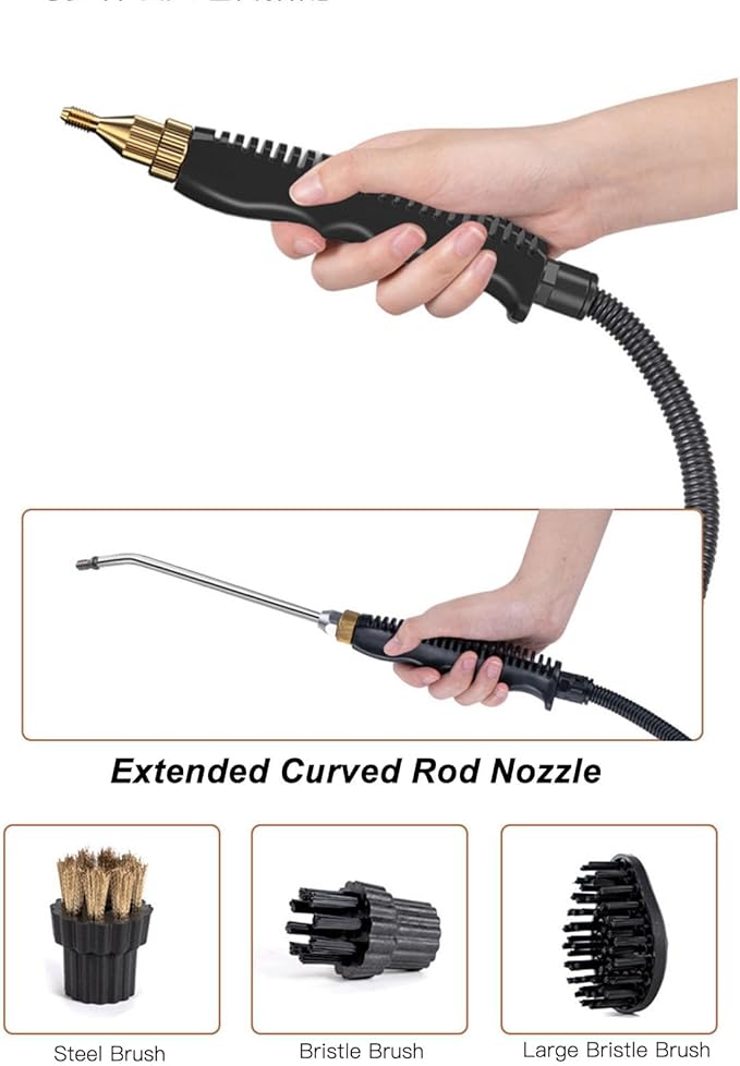 High Pressure Steam Cleaner 2500W Portable Handheld Steam Cleaning Machine with Brush Heads High Temperature Circuit for Kitchen Furniture Bathroom Car (US Plug 110V)