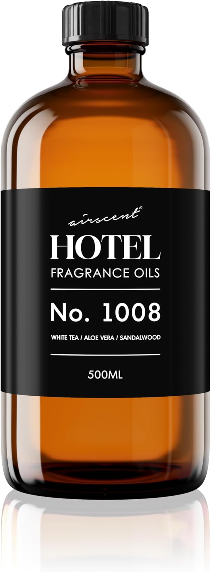 AirScent Hotel Diffuser Oil No. 1008 - White Tea Aloe Vera &amp Sandalwood - Premium Fragrance Oil for Ultrasonic and Waterless Diffusers and Crafting - 500 mL 16.9 fl oz Glass Bottle