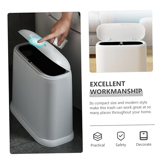 Modern Compact Trash Wastebasket for Kitchen Bathroom Craft Room Stylish Design for Spaces Construction Easy to Use Waste Container