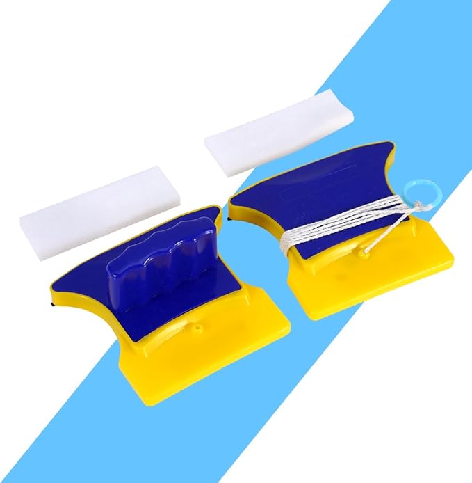 Double Side Magnetic Window Cleaner Glider Washing Brush with 2 Extra Cleaning Cotton Cleaning Brush Wiper Tools for High-Rise and Car Glazed Windows