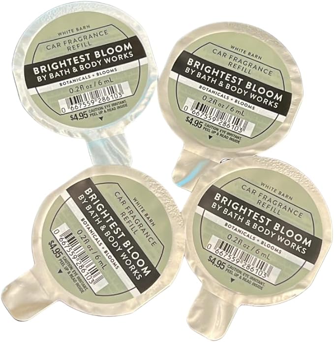 Bath &amp Body Works BRIGHTEST BLOOM Car Fragrance Refill 0.2 fl oz – 4 pack