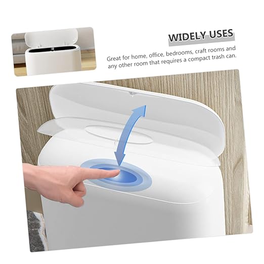 Happyyami Bathroom Trash Can Compact Garbage Bin Lid Modern Wastebasket for Kitchen Small Trash Bin