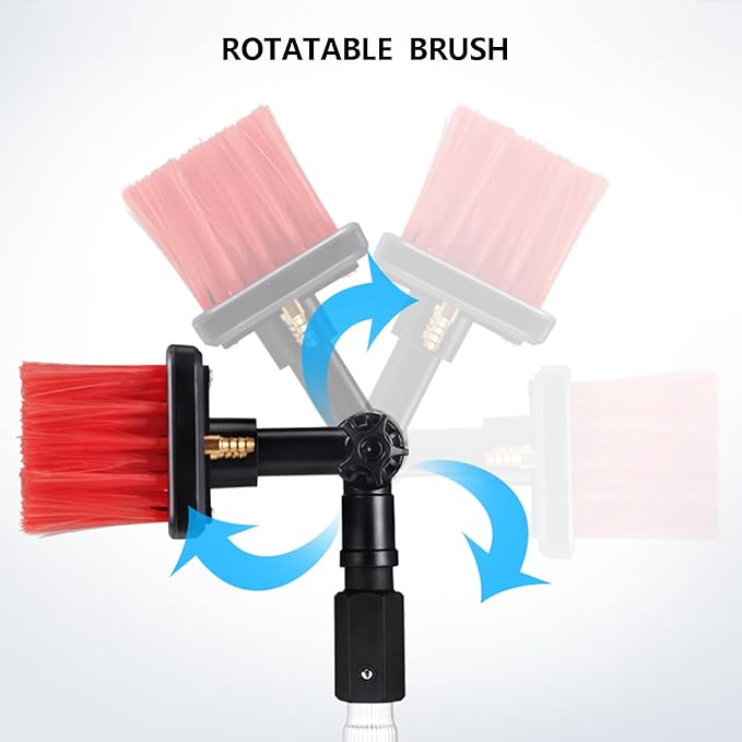 Solar Panel Washing Equipment Solar Panel Cleaning Brush &amp Pole Kit Window Cleaner Water Power Solar Photovoltaic Cleaning Brush with Titanium Alloy Wand Angle Rotatable