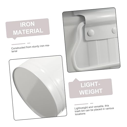 Tofficu Cartoon Trash Can for Desktop Metal Wastebasket Lid Handle for Home Office Living Small Iron Trash Bin