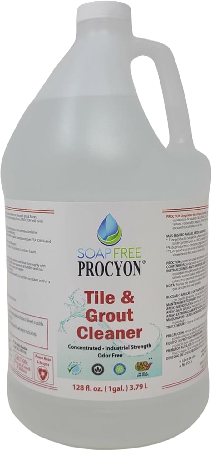 Procyon Tile &amp Grout Cleaner - Professional Pet-Safe Eco-Friendly Concentrated Cleaning Solution for Tile Bathrooms Ceramic Concrete - Indoor/Outdoor Cleaning (128 Oz)