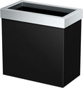 Gatco Modern Rectangle Wastebasket Matte Black and Chrome Combo - Stainless Steel Trash Can with Removable Lid Leakproof 3 Gallon Capacity for Bathroom Bedroom Kitchen or Office