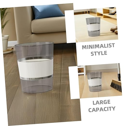 VILLCASE Large Transparent Plastic Trash Can for Household and Office with Easy-disassemble Design Stylish Luxury Aesthetic Wastebasket for Bathroom Kitchen Living and Workspace