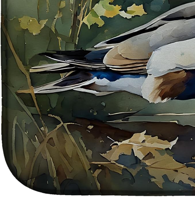 Caroline's Treasures DAC3284DDM Wood Duck Dish Drying Mat Absorbent Dish Drying Mat Pad for Kitchen Counter Dish Drainer Mat for Countertop 14 x 21 Multicolor