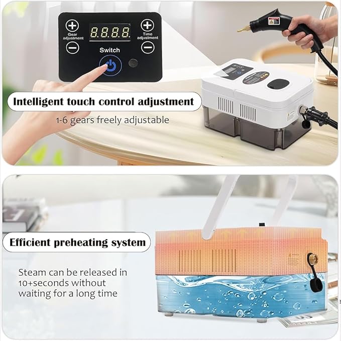 High Pressure Steam Cleaner Portable Steam Cleaner Handheld Steam Cleaner 1200Ml Large Capacity Cleaning Machine for Cleaning Tiles Cars