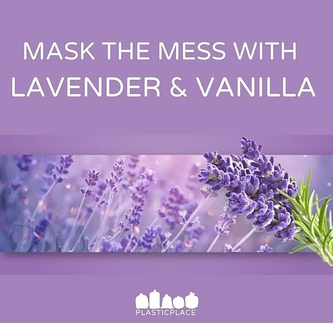 Plasticplace White Drawstring Lavender and Soft Vanilla Scented Garbage Can Liners Compatible with Code H (200 Count) 8-9 Gallon / 30-35 Liter 18.5 x 28
