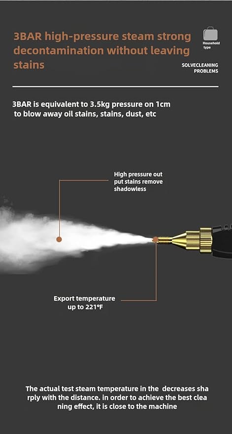 2500W Steam Cleaner Handheld Cleaning Steamer High Pressure Temperature Portable Steam Cleaning Machine for Upholstery Kitchen Furniture Bathroom Car (white)