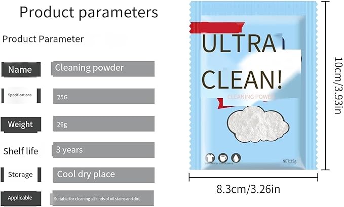Multi-Purpose Cleaning Powder: Effective Stain Remover For Clothes Kitchen &amp Bathroom Exfoliating Formula(2PCS)