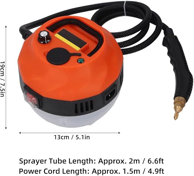 High Pressure Steam Cleaner 105℃ Hot Pressurized Cleaner for Kitchen Bathroom Tile with Sprayer Air Conditioning Refrigerator Stove Cleaning (US Plug 110V)