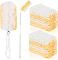 100 Pcs Duster Refills Bulk Thickened Duster Refill Electrostatic Duster Head Duster Refills for Cleaning with 2 Long Handles 2 Short Handles Disposable Duster Refills for Blinds(Yellow)
