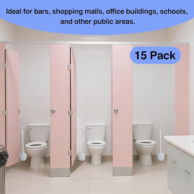 15 Pcs Toilet Brushes 14.2 Inch Toilet Bowl Brush Long Plastic Handled Cleaning Scrubber Heavy Duty Toilets Scrubber Brush for Home Commercial Restrooms Bathroom Cleaning(White)