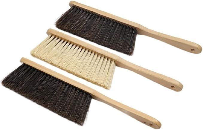 Whisk Broom Hand Held Hand Broom Wood Drafting Brush Soft Bristles Not Easy to Fall Off Bench(Bed Brush A)