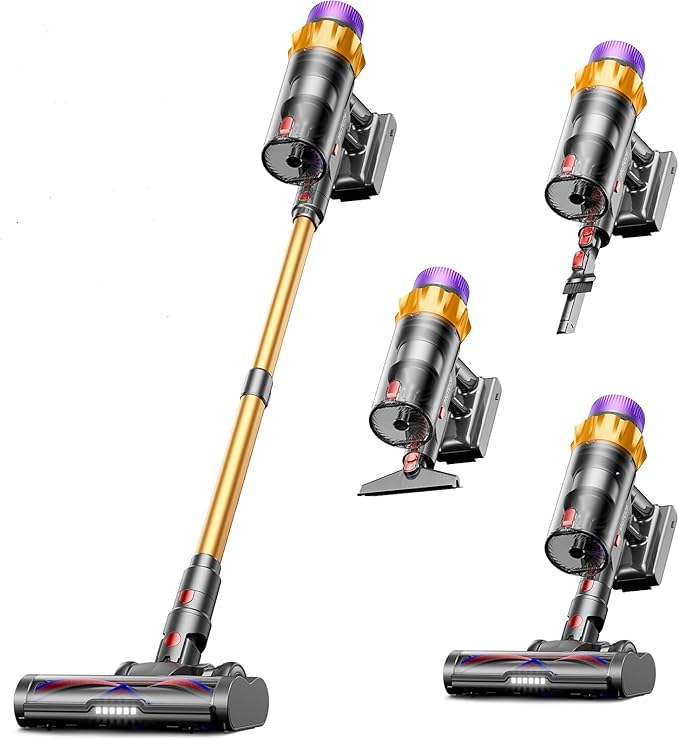 Cordless Vacuum Cleaner 55KPa 650W Max 70 Mins Vacuum Cleaner for Home Wall mount Charging Dock Self-standing Vacuum Cleaner with Scented Tablet Anti-tangle Stick Vacuum for Pet Hair/Carpets/Floors