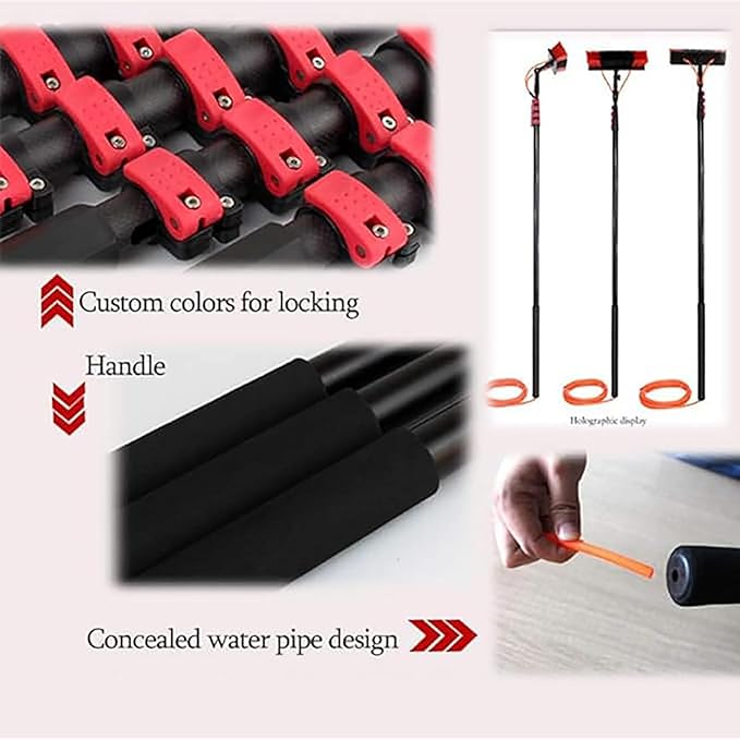 Window Cleaning Pole Extendable Window Cleaning Kit Window Cleaning Pole with Large Brush Head Roof Cleaning Tools18FT/5.4m