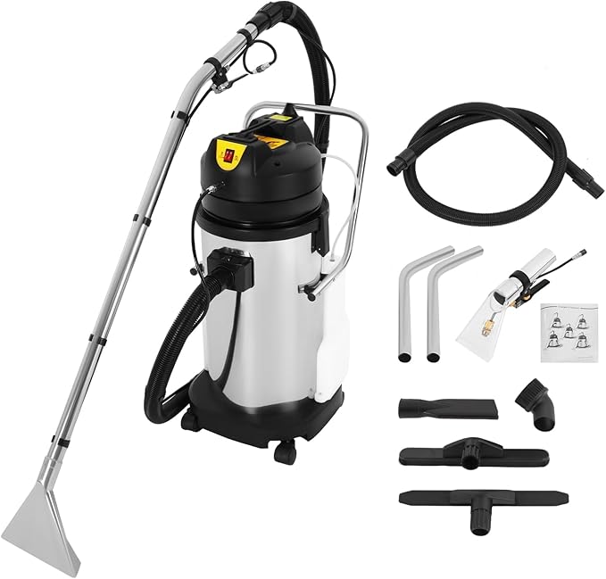 KOLHGNSE 40L Carpet Cleaner Machine 2-in-1 Spray Vacuum System 1049W Stainless Steel Floor Cleaner with Water Squeegee 10.56Gal Tank Carpets Sofas
