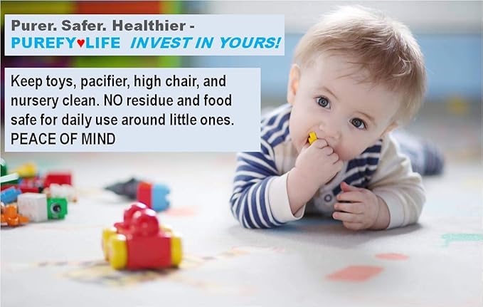 PUREFY Baby Everything Cleaner. Hypoallergenic. No Residue. Unscented. No Rinse. Baby Safe cleaner for Toys Pacifier High Chair and Nursery. (On The Go 2pk)
