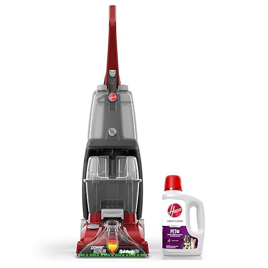 Hoover Power Scrub Deluxe Carpet Cleaner Machine with Paws &amp Claws Carpet Cleaning Solution (64oz) FH50150 AH30925
