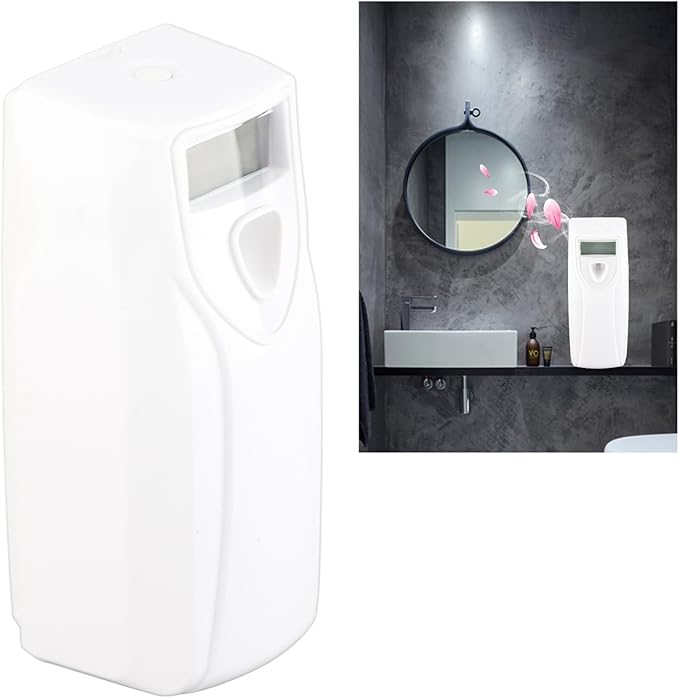 LCD Fragrance Dispenser with Timer Wall Mount Air Freshener Perfume Sprayer Machine for Home Office Hotel White