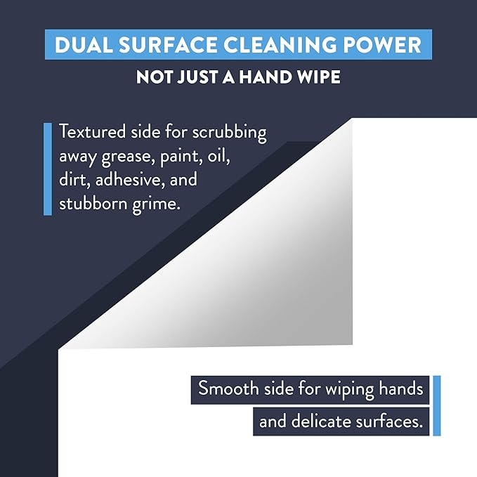 HD Hand &amp Tool Wipes – Heavy Duty Dual Purpose Cloths for Hands Tools &amp Surface Cleaning – Disposable Waterless Cleaner Towels with Scrubbing Side – 72 Count Tub