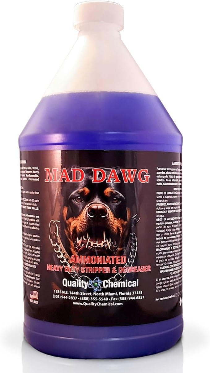 Quality Chemical Mad Dawg - heavy duty degreaser-cleaner plus stripper fortified with ammonia.-1 gallon (128 oz.)