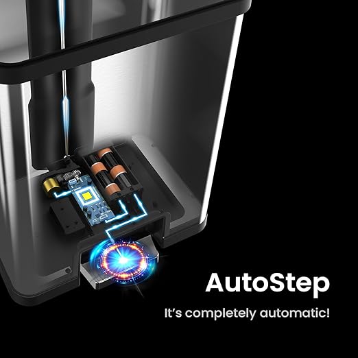 iTouchless 13 Gallon Automatic Step Sensor Trash Can with Odor Control System Stainless Steel Kitchen Pedal Touchless Garbage Bin White