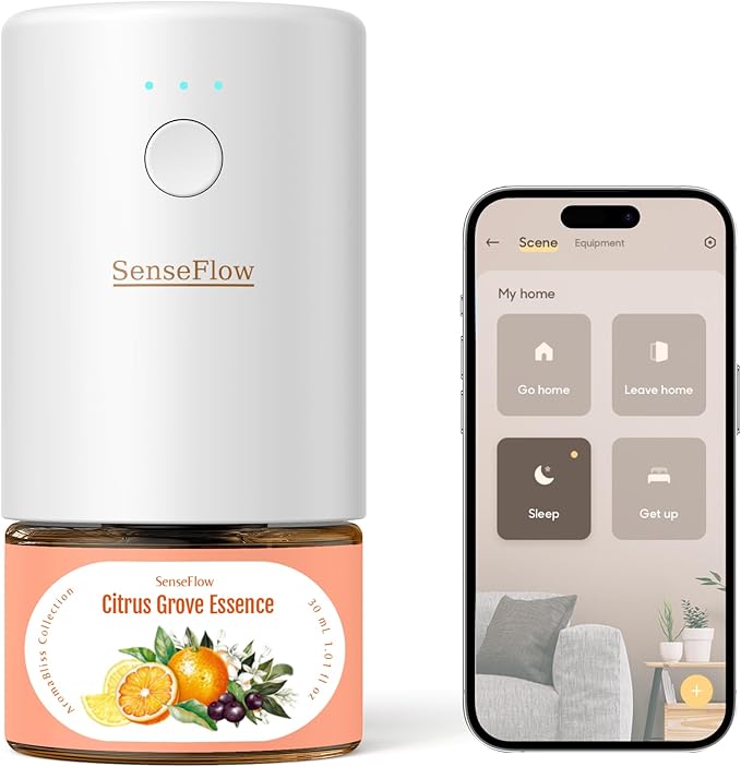 SF101S Pro Smart Plug In Air Freshener Waterless Essential Oil Diffuser Non-Toxic Aroma Diffuser 120-Day Natural Scent Covers 1000 Sq Ft- Free 30ml Citrus Grove Essence