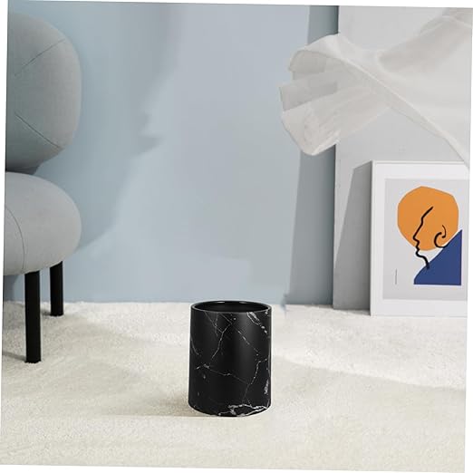 1piece Double Layer Marble Texture Garbage Can Plastic Waste Basket for Bathroom Kitchen Office Practical and Easy to Clean Trash Container for Living Spaces