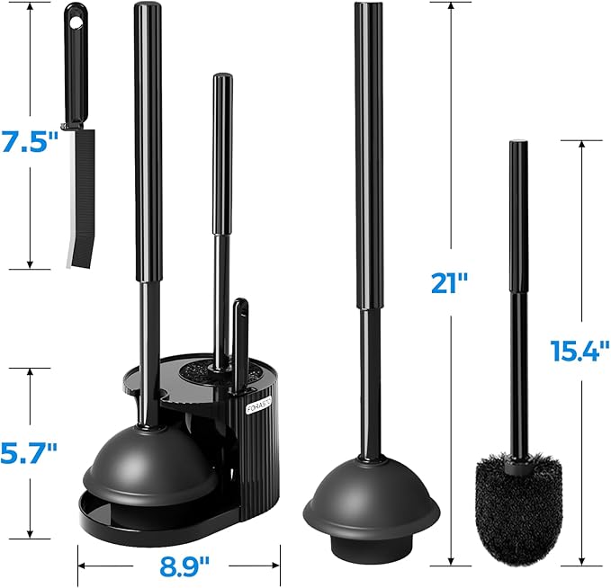 3Pack 3 in 1 Toilet Brush and Plunger SetToilet Bowl Brush Plunger SetToilet Brush Plunger ComboCleaning BrushCleaning Supplies Crevice Cleaning Brush Bathroom Cleaning Tools