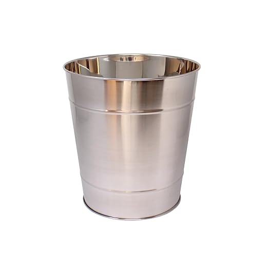 2 Gal Stainless Steel Bathroom Wastebasket – Durable Rust-Resistant Open &amp Space-Saving