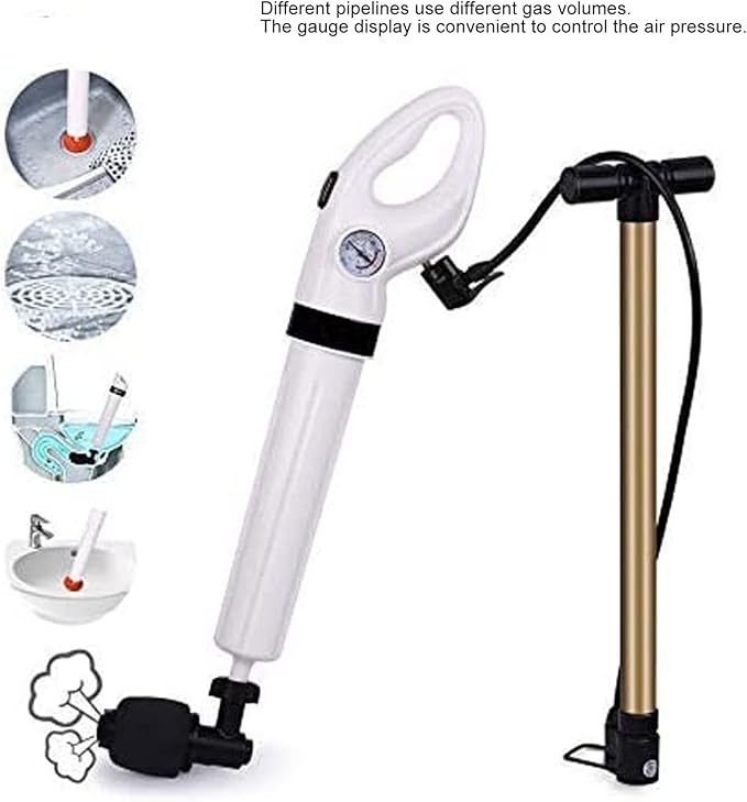 Toilet Plunger Heavy Duty Drain Clog Blaster High Pressure Air Drain Blaster Cleaner High Efficient Powerful Pneumatic Dredge Equipment for Unclogging of Pipes Closers Pipes Sewers