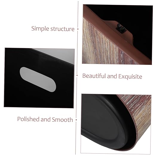 Zerodeko Rustic Lid Trash Can Space-Saving Slim Bin for Bathroom Kitchen Office Wood Grain Plastic Waste Basket