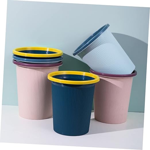 Zerodeko 2pcs Medium Plastic Ring Trash Can Simple Design for Office Kitchen Cabinet Wastebasket Dustbin Garbage Container