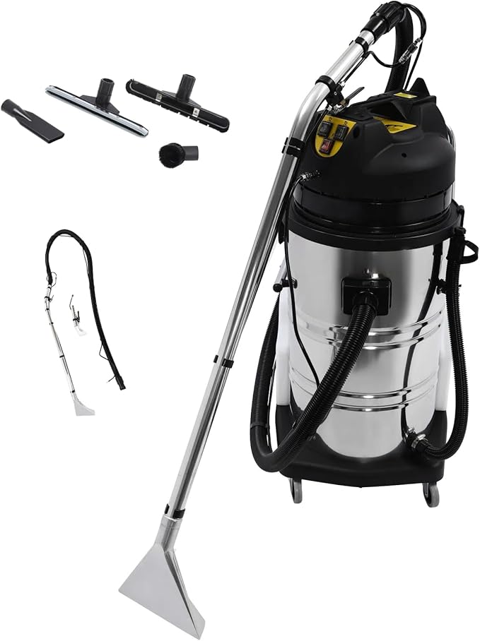 110V 2110W Portable Carpet Cleaner 80L/21.13Gal Stainless Steel Carpet Extractor Upholstery Wet Dry Vacuum Cleaner 3 in 1 Floor Cleaning Machine Carpet Cleaning Machine for Carpet Sofa