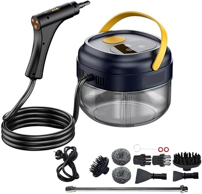1500ML Steam Cleaner 1500W Steam Cleaner Handheld with Dry-Boil Protection 105℃/221℉ 15S Fast Heating for Windows Kitchen Floor Black