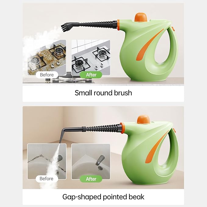 700ml Handheld High Pressure Steam Cleaner1200w High Temp Portable Steamer Machine with 7PCS Accessories for HomeCardustGreaseGroutTileCouch (Green)