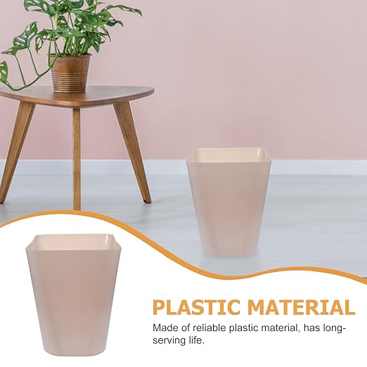 Large Capacity Square Trash Can Semi- Light Coffee Plastic Wastebasket for Home Office Bathroom Kitchen Use