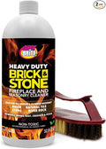 Quick'n Brite Fireplace Brick and Stone Cleaner 32oz with Scrub Brush - Natural Stone Tile and Marble Cleaner - Indoor Fireplace and Wood Stove Cleaning Kit - Pellet Stove Creosote Remover