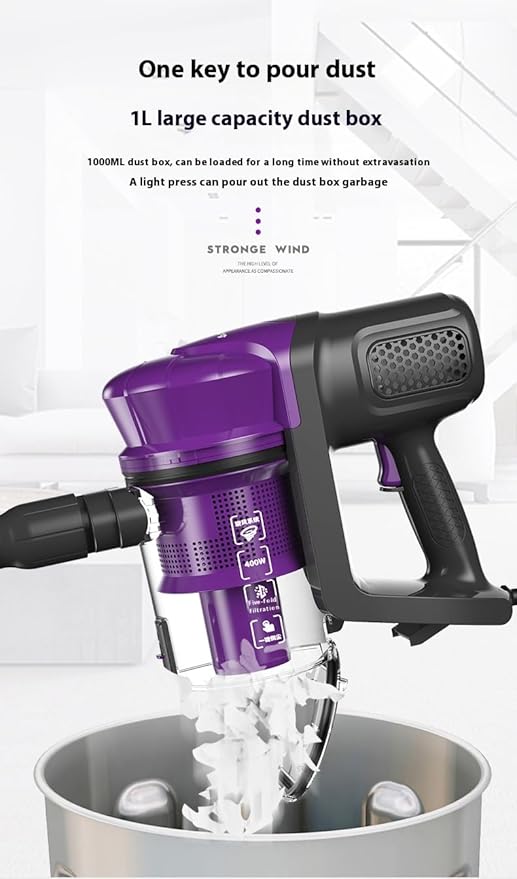 Corded Stick Vacuum Cleaner Handheld 2-in-1 Vacuum with Attachments Purple and Black