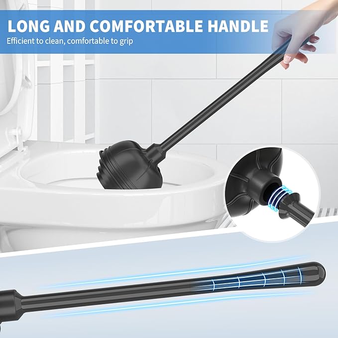 uptronic Toilet Plunger and Brush2 Pack Bowl Brush and Heavy Duty Toilet Plunger Set with Holder 2-in-1 Bathroom Cleaning Combo with Modern Caddy Stand for 5.7-inch Toilet Drain Bathroom Cleaning
