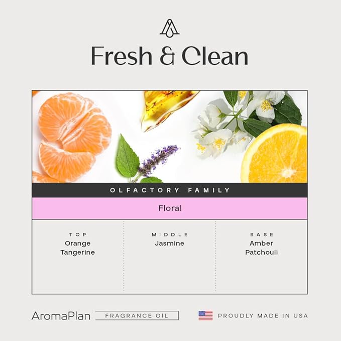 AromaPlan Scents Clean Smelling Essential Oils Fresh &amp Clean 16 Fl Oz (473ml)-Fresh Scent Essential Oil for Diffuser USA Fragrance Bigger Bottle Bolder Aroma &amp Longer Lasting