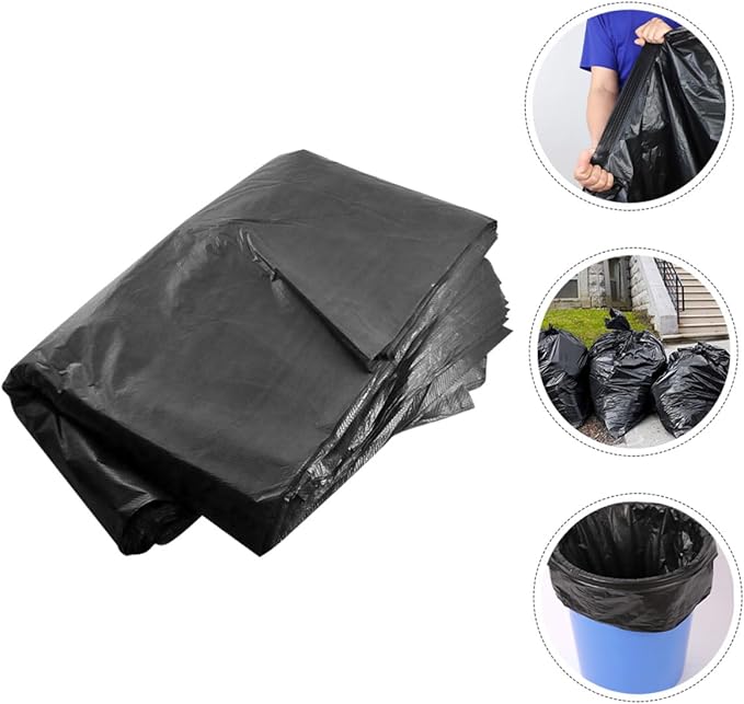 50pcs Large Heavy Duty Commercial Garbage Bags 80x100cm Contractor Trash Bags for 100l Kitchen Outdoor and Office Waste Disposal