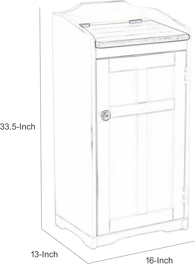 Benjara Homestead Trash Box 34 Inch Tall Rough Sawn Mahogany Dark Brown