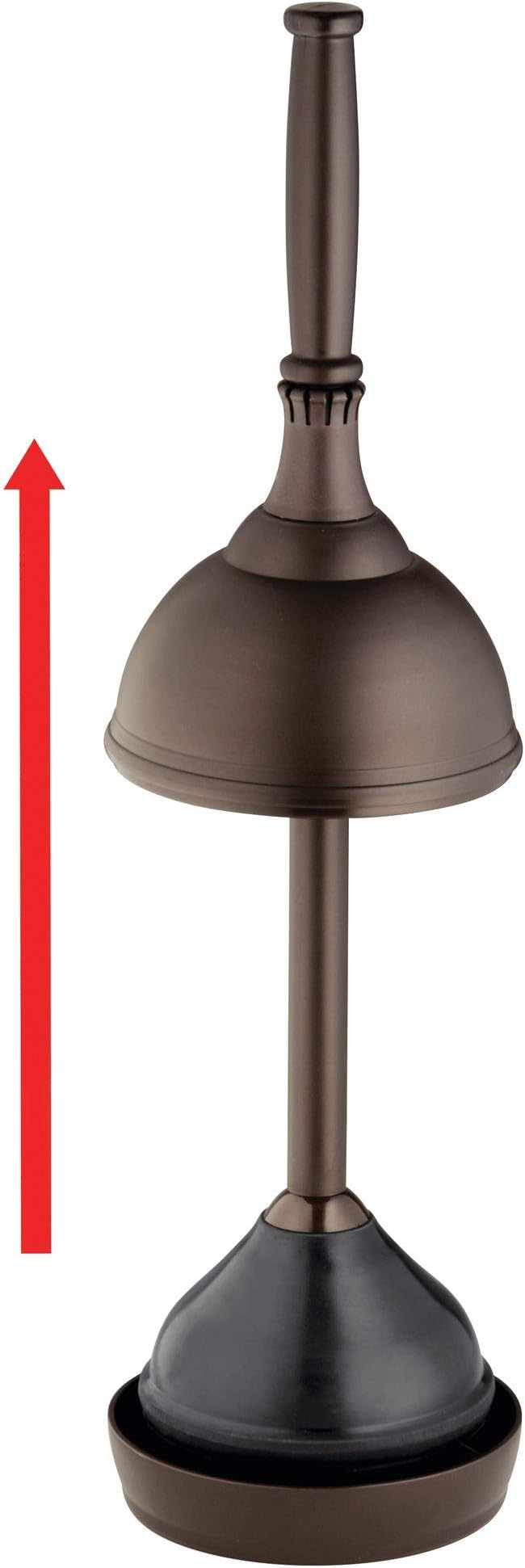 iDesign Kent Plastic Plunger with Cover Set for Master Guest Kids' Office Bathroom Cleaning and Storage 5.96 x 5.96 x 21.66 Bronze
