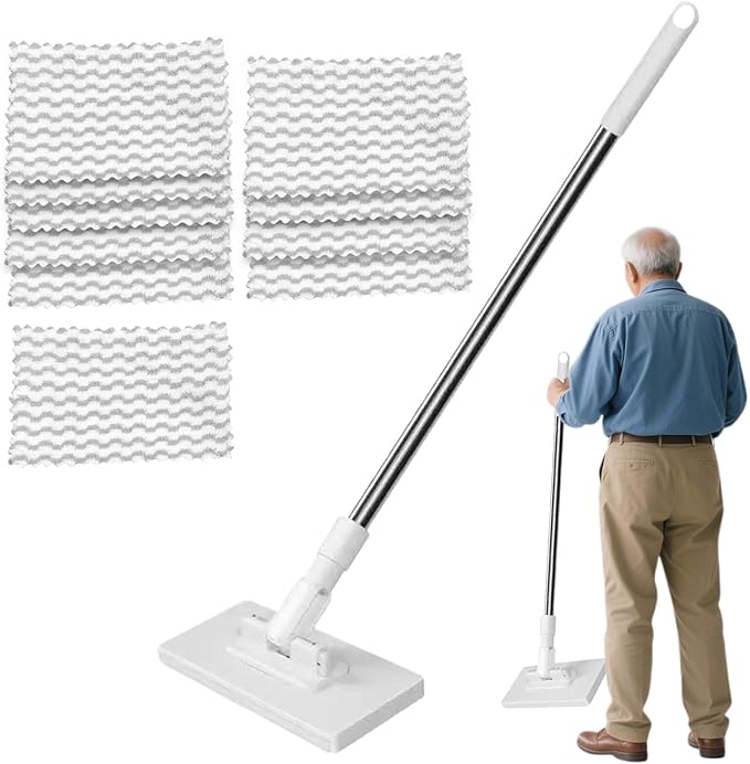 Floor Mop - Floor Cleaning Mop Household Dust Mops Non-Slip Washable Dust Mops for Kitchen Reusable Cleaning Tool for Apartment Tile Hardwood Bathroom Carpet Dormitory Garage Wall Shower